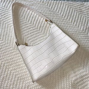 White crocodile shoulder bag